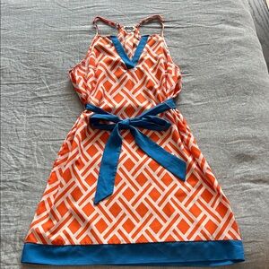 Orange and Blue Geometric Dress